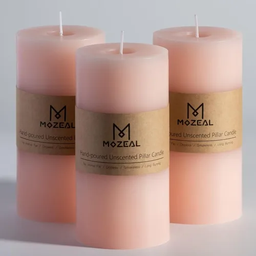 Miniatura 137 de MOZEAL Velas grandes sin perfume vertidas a mano de 3 x 8 pulgadas, sin humo, juego de 2, combustión lenta, sin goteo, aproximadamente 150 horas