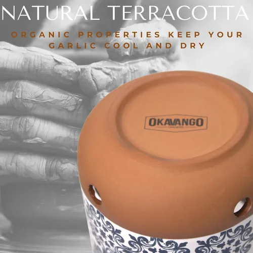 Miniatura 4 de Okavango Garlic Keeper de cerámica – conservadores de ajo – recipiente de almacenamiento de ajo – Soporte para ajo – Encimera – Tarro de ajo