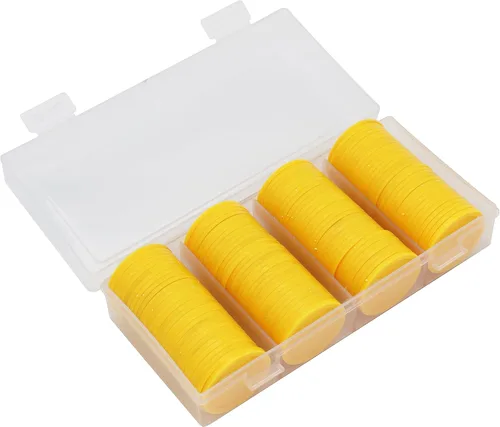 Miniatura 16 de Caja de 120 monedas de conteo para fichas de póquer y monedas de juego (rojo+amarillo, 1.378 in)