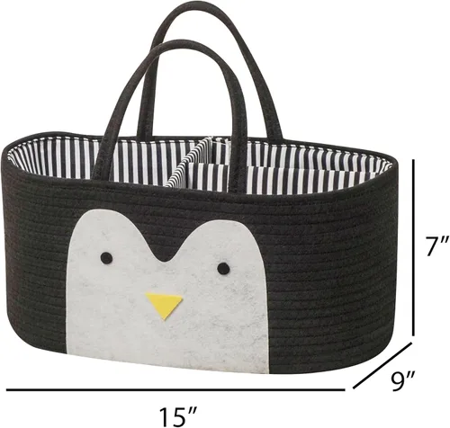 Miniatura 2 de T&T Homewares Organizador de pañales, cesta de pañales de cuerda de algodón, cesta de baby shower, contenedores de almacenamiento para guardería
