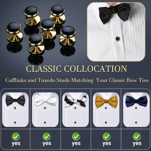 Miniatura 5 de HAWSON Juego de gemelos y tachuelas de esmoquin para hombre con caja de regalo joyas o accesorios para hombre adecuados para traje negro, camisas
