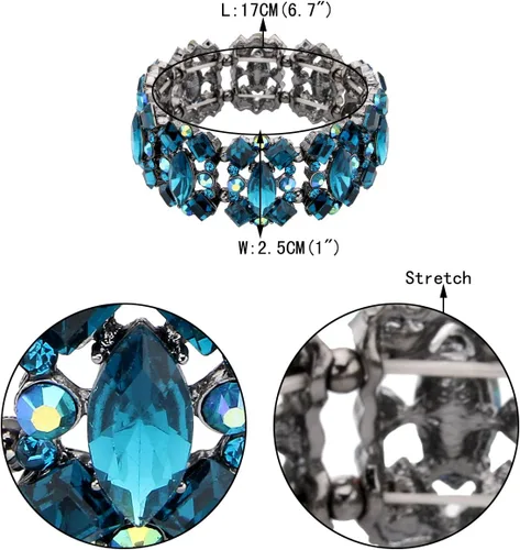 Miniatura 6 de EVER FAITH Pulsera elástica de novia elegante estilo vintage para mujer