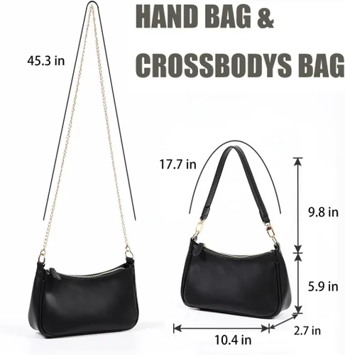 Miniatura 16 de VODIU Bolsos de mano con 2 correas extraíbles y cierre de cremallera, bolsos cruzados, bolso de hombro para mujer