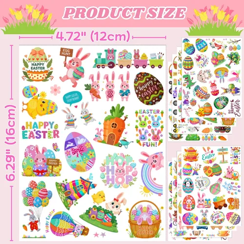 Miniatura 5 de 160 calcomanías de tatuajes temporales para el día de Pascua, regalos de fiesta de primavera, suministros de fiesta, decoración de vacaciones