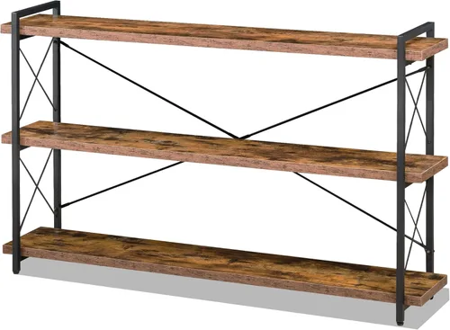 Miniatura 29 de HCHQHS Estantería Pequeña, Estantería Industrial Ajustable de 3 Niveles, Estantería Abierta Rústica, Estanterías Horizontales de Madera y Metal