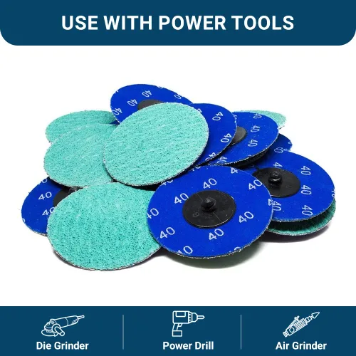 Miniatura 5 de Benchmark Abrasives Discos de lijado de 3 pulgadas de circonita verde de cambio rápido, respaldo tipo R macho - Disco de lijado para desbarbado