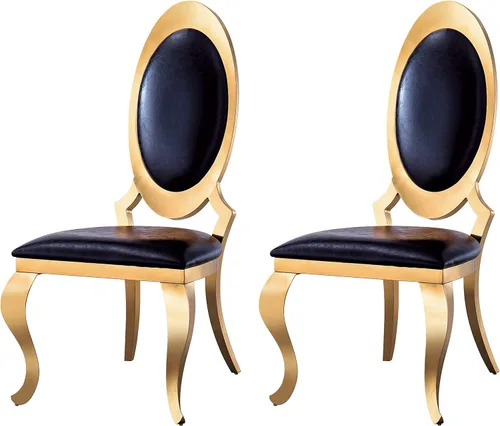 Miniatura 18 de Juego de 6 sillas de comedor modernas tapizadas de cuero con patas de acero inoxidable plateadas, sillas de cocina contemporáneas sin brazos