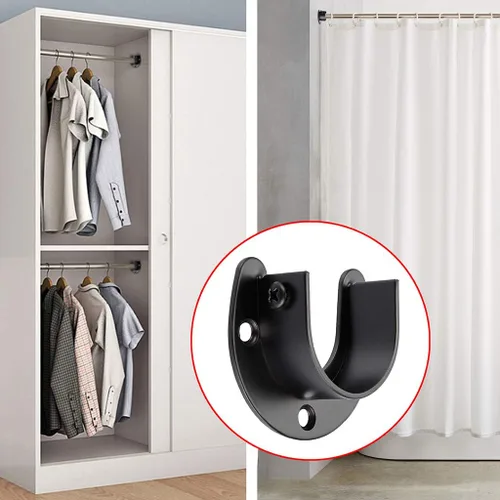 Miniatura 6 de OwnMy Paquete de 4 soportes para barra de armario de 1-1/2 pulgadas de diámetro, acero inoxidable en forma de U, soporte de barra de barra de brida