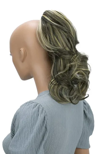 Miniatura 18 de PRETTYSHOP - Extensión de cabello rizado voluminoso, cola de caballo de 14 pulgadas con clip, resistente al calor