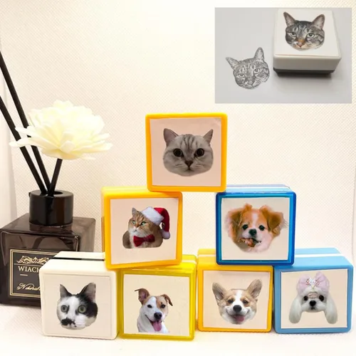 Miniatura 2 de Sello personalizado para retrato de mascota, sello de cara de mascota personalizado, sello de tinta personalizado, Ta personalizado, sello para Verde