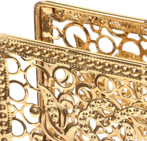 Miniatura 8 de Hemobllo Retro Metal Napkin Holder Gold Rectangular Freestanding Napkin Stand Decorative Tissue Rack for Kitchen Dining Table Farmhouse