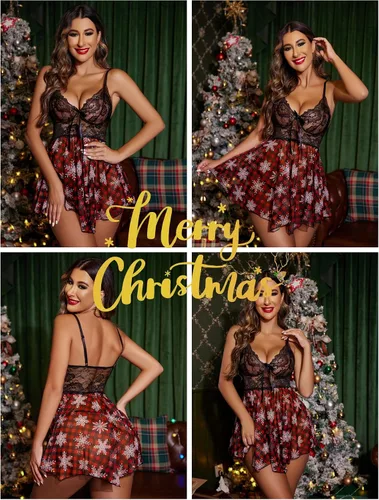 Miniatura 2 de Avidlove Lencería para mujer, babydoll de encaje, camisón de malla, camisón de noche, lencería seductora