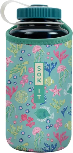 Miniatura 261 de Sok It BotlSok Funda para botella de agua con cubierta de neopreno aislante (Floral abstracto, se ajusta a CamelBak o Nalgene de 12 onzas)