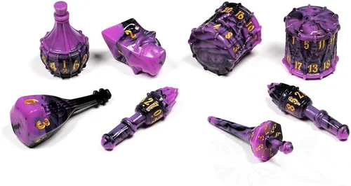 Miniatura 4 de PolyHero Wizard Dice Set – Acid Splash Polyheadral Shaped Dice for D&D & RPG - Role Playing Games 8-Piece Themed Set, Unique Gift for Tabletop