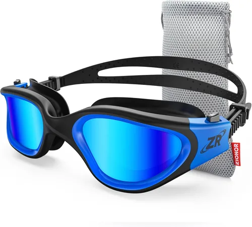 ZIONOR G1 - Gafas de natación polarizadas unisex para mujeres adultas, antiniebla, 100% anti UV, gafas de buceo A1 (polarizado + azul espejo)