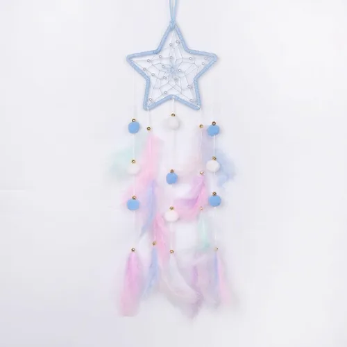 Miniatura 9 de Pretty Jolly - Atrapasueños azul de gato para niños, decoración de pared con pompones y plumas, atrapasueños hecho a mano para niños, decoración