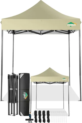 Miniatura 21 de COBIZI Toldo desplegable de 6.6 x 6.6 pies sin pared lateral, toldo resistente UPF 50+ para todas las estaciones, resistente al viento e Azul