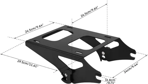 Miniatura 7 de TCT-MOTORPARTS Atlas Silver Metálico Maletero de Viaje Modificado con Respaldo y Montaje en Rack Adecuado para Harley Touring 14-25 Street Glide