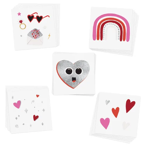 Miniatura 2 de Flash Tattoos Juego variado de tatuajes para niños, Día de San Valentín, tatuaje para niños, tatuaje de corazón, fiesta de San Valentín