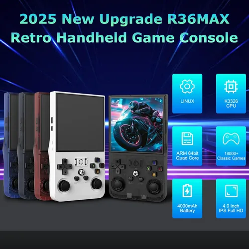 Miniatura 3 de R36MAX - Consola de juegos portátil, batería incorporada de 4000 mAh, pantalla de cristal IPS 4K HD de 4 pulgadas, soporta más de 18000 juegos Azul
