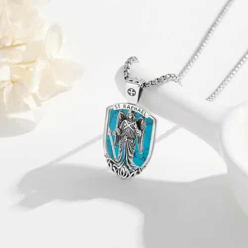 Miniatura 148 de Collar con colgante de plata de ley 925 con medalla de San Patrón, joyería religiosa para hombres y mujeres, con cadena de acero inoxidable 316L
