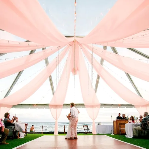 Miniatura 40 de 6 paneles de cortinas blancas para techo de boda, cortinas de techo de 5 x 10 pies, cortinas de tela transparente para arco de boda, cortinas