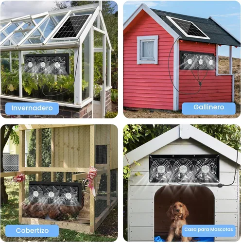 Miniatura 8 de Fanspex Kit de 3 ventiladores solares, ventiladores solares impermeables para gallinero al aire libre, invernadero y cobertizo, entrada o aire