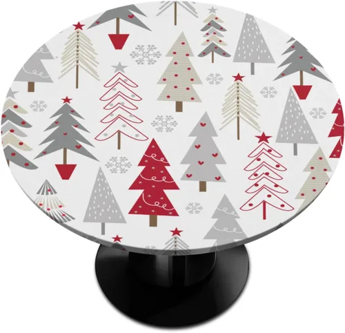 Miniatura 12 de Mantel redondo ajustable para árbol de Navidad de 36 a 42 pulgadas, diseño de copos de nieve, impermeable, lavable, con bordes elásticos, decoración