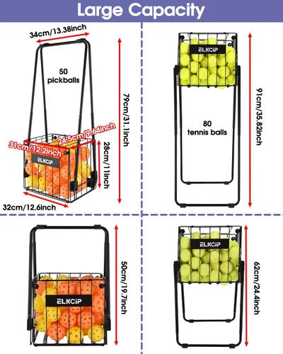 Miniatura 2 de Portable Pickleball & Tennis Ball Hopper - Pickleball Collector Retriever Basket Carrier Gatherer Picker Container for Picking and Storage Training