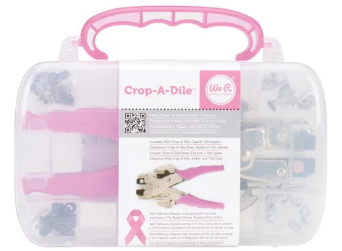 Miniatura 2 de We R Memory Keepers - Kit de perforador de ojales Crop-A-Dile, color rosa, incluye 100 ojales, mango cómodo, para agujeros de 1/8 o 3/16 pulgadas