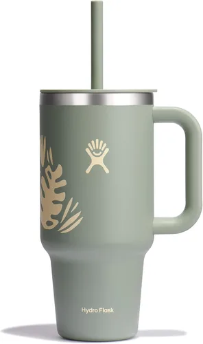 Miniatura 24 de Hydro Flask Vaso de Viaje con Asa, Tapa y Pajita - Acero Inoxidable Aislado en 24 Oz Aloe