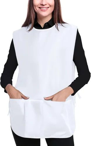 Miniatura 10 de BOHARERS Delantal Smock Cobbler para Mujeres y Hombres - con Lazos Laterales y 3 Bolsillos para Chef de Cocina, Limpieza, Estilista