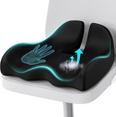 Cojín de Asiento de Espuma Viscoelástica Extra Grande para Silla de Oficina, Alivio de Presión, Ciática y Dolor de Coxis, Almohadilla de Coxis Firme