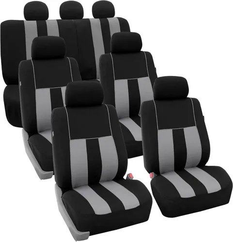 Miniatura 33 de FH Group - Juego completo de fundas para asientos de auto con rayas llamativas, ajuste universal para asientos delanteros de respaldo bajo, Verde
