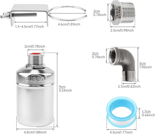 Miniatura 2 de 2 Pack Water Float Valve,1/2" to 3/4'' 1'' 304 Stainless Steel Fully Automatic Water Level Controller Float Valve
