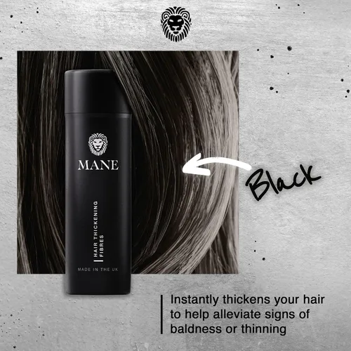 Miniatura 2 de Mane Fibras de construcción del cabello para mujeres y hombres, para cabello fino y delgado, peinado más grueso y completo, oculta las manchas Negro