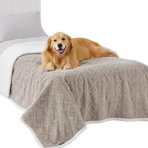 Miniatura 11 de Bedsure - Mantas impermeables para perros grandes - Manta para mascotas para protector de sofá lavable, manta de forro polar de coral jacquard