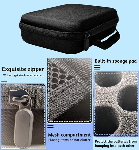 Miniatura 3 de Bolsa organizadora de baterías, caja de almacenamiento segura, ordenada, a prueba de golpes, dura, portátil, con capacidad para 40 pilas AA y AAA