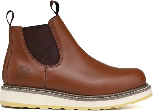 HANDPOINT Botas de trabajo Chelsea Double Gore Pull-On Soft Toe para hombre - Marrón 84985