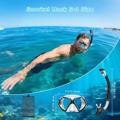 Miniatura 4 de Equipo de esnórquel para adultos, esnórquel seco, juego de máscara para adultos, máscara de buceo, equipo de buceo, gafas de natación con cubierta