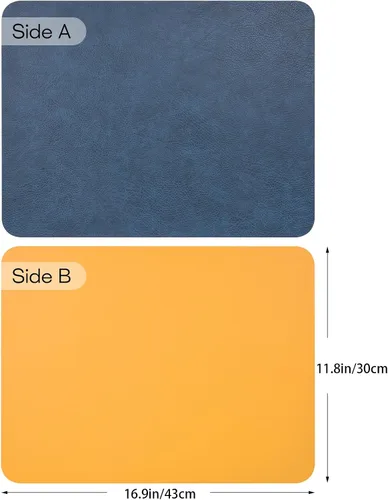 Miniatura 2 de Juego de 6 manteles individuales azules de 12 x 17 pulgadas, impermeables, resistentes al calor, juego de 6 manteles individuales lavables para Azul