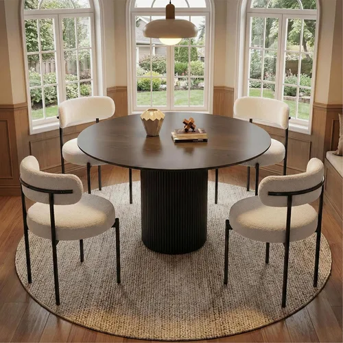 Miniatura 8 de Silla de escritorio sin ruedas, silla decorativa cómoda para sala de estar, comedor, dormitorio, oficina en casa, moderna de mediados de siglo