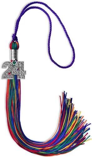 Miniatura 68 de Endea Graduation Borla de un solo color con dije de plata brillante (oro antiguo, 2022)