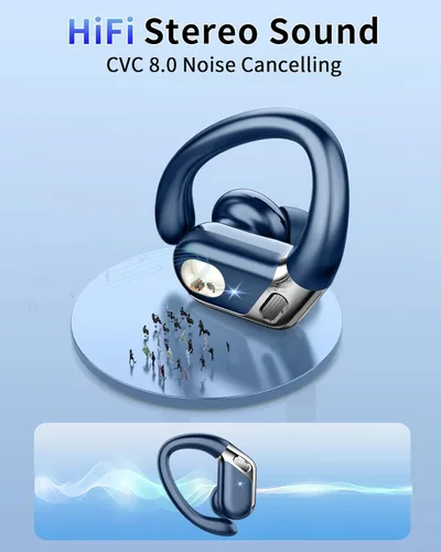 Miniatura 3 de Auriculares inalámbricos, Bluetooth 5.4 deportivos, sonido de graves profundos de 50 horas con 4 micrófonos ENC con cancelación de ruido, pantalla