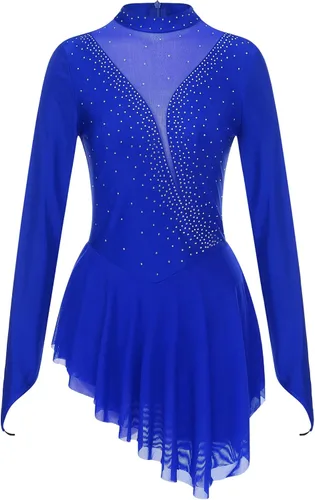 Miniatura 4 de Vestido de patinaje sobre hielo artístico para mujer, de manga larga, disfraz de baile lírico