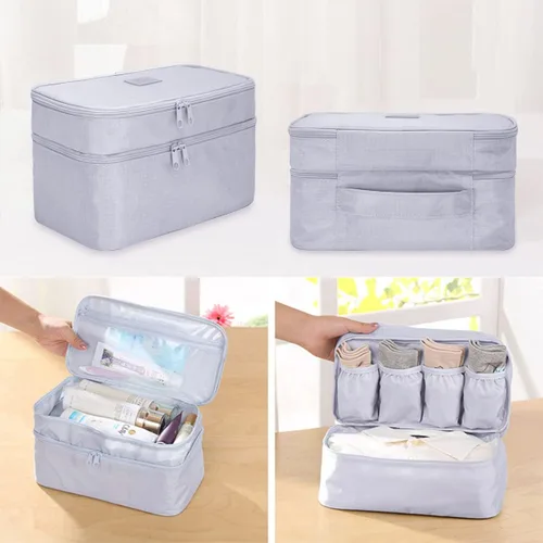 Miniatura 6 de Bolsa de viaje para brasier de ropa interior, bolsa organizadora de ropa interior de doble capa, estuche de viaje para brasier, calcetines