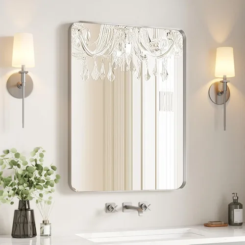 Miniatura 29 de USHOWER Espejos de baño para sobre el fregadero, espejo rectangular con marco de metal, espejo de tocador moderno de granja, montado en la pared