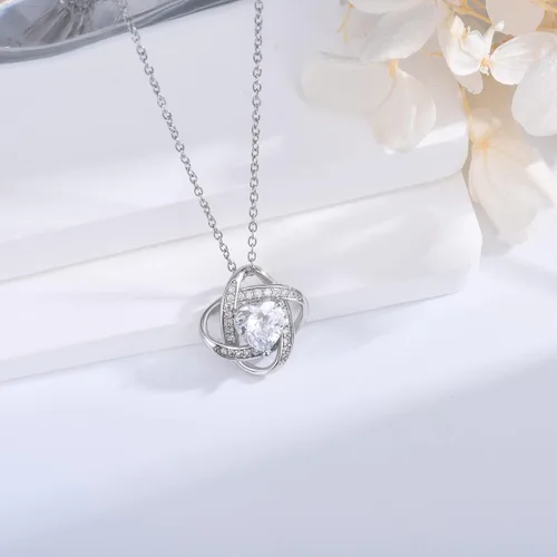 Miniatura 5 de EPIRORA Collar con dije de nudo de amor de plata de ley con circonita cúbica para mujer, graduación, cumpleaños, Navidad, regalos