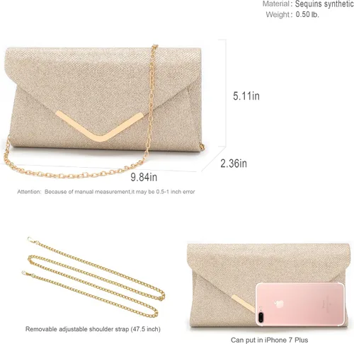 Miniatura 5 de Bolsos de mano brillantes para mujer, bolso de noche para mujer, bolso de mano para mujer, bolso de mano para fiesta, graduación, boda