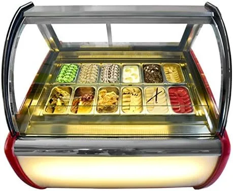 Kolice Refrigerador comercial de 12 sartenes para helados, pantalla de congelador, diseño de convección de aire fresco, descongelación automática,